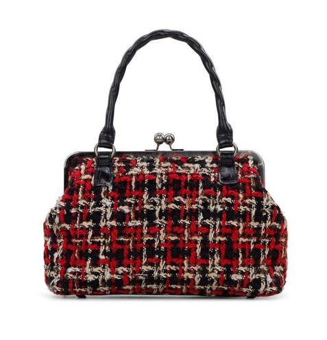 Patricia Nash  Rora Frame Satchel, Tweed, Red Black New w/DustBag $229 (SOLD OUT)