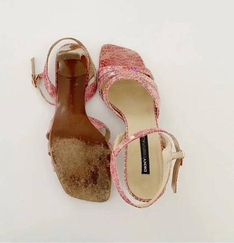 DKNY Essentials Vintage Snakeskin Embossed Heeled Sandals