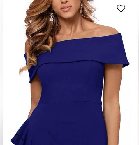 Betsy and Adam NWT Betsy Adam Off The Shoulder Ruffle Dress Navy Blue Size 6