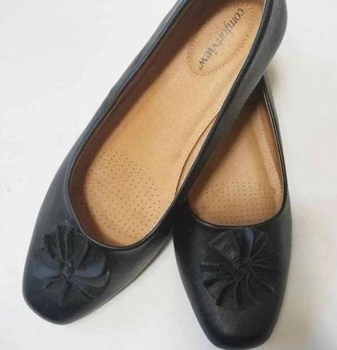 Comfortview  Woman's Rhea Black Ballet Flat Slide On Shoe 9M