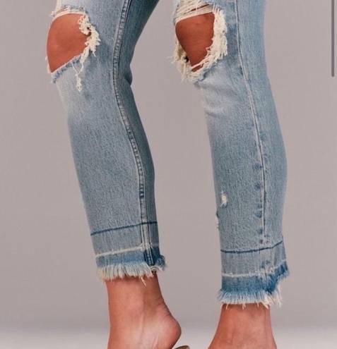 Abercrombie & Fitch  High Rise Mom Jean Distressed Ripped Raw Hem- Size 2 (26R)