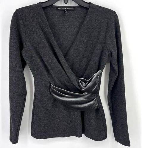 White House | Black Market  Velvety Wrap Waist Sweater Size XXS Charcoal Gray