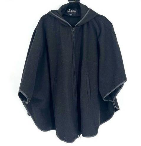 Dale Dressin Black Full Zip poncho Cape cardigan Small