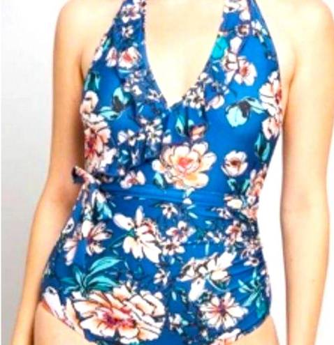 Modcloth  One Piece swimsuit blue orange floral tropical floral New Sz S