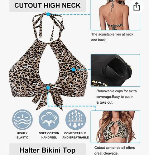 Relleciga Women's Keyhole Cutout High Neck Halter Bikini Top