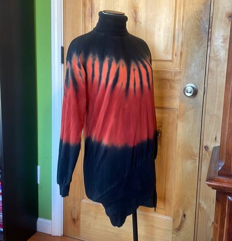 Young Fabulous and Broke  YFB Black Multi Tie Dye Turtleneck Side Zip Mini Dress Tunic Top $198 EUC XS 