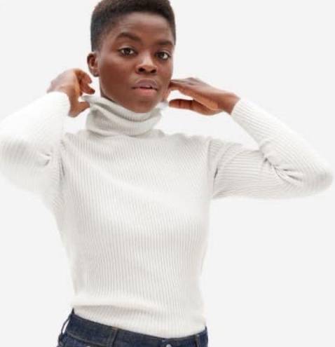 Everlane  Top Cream The Italian Merino Rib Turtleneck Knit Sz M EUC