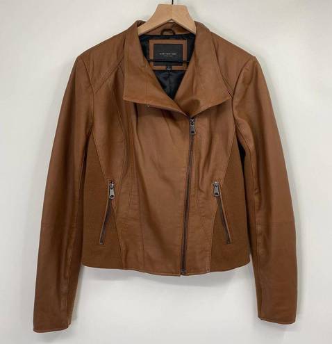 Marc New York Andrew  Leather Moto Jacket Chic Felix Whiskey Brown Womens Large