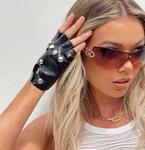 Princess Polly fingerless leather biker gloves🖤⚡️