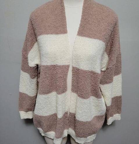 Pink Lily  Dusty Mauve Striped Slouchy Oversized Cardigan Size Medium