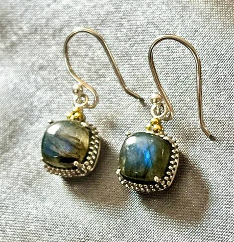 Free People 925 Solid Sterling Silver Stamped Genuine Labradorite Earrings