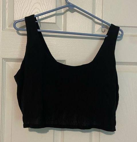 Aerie  XXL Triangle Lace Trim Ribbed Black Bralette Bra