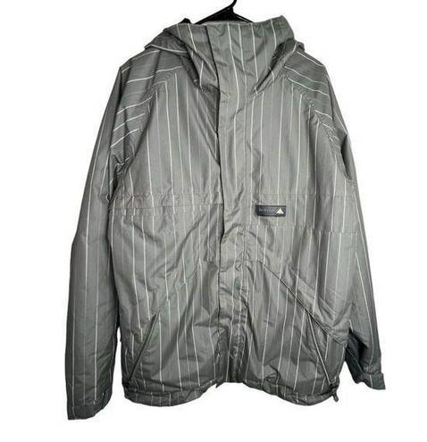 Burton  Grey and White Striped Heavy Hooded Winter Coat