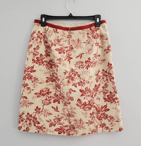 Eddie Bauer  Tan Red Floral Straight Pencil Skirt 10