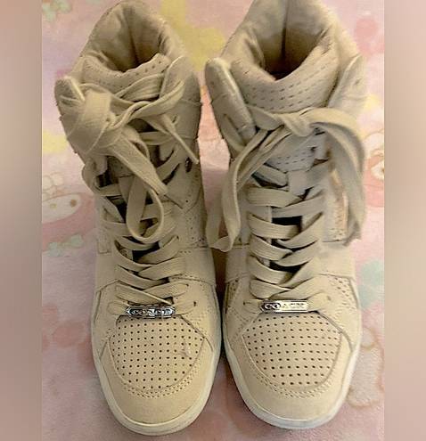 Coach Alexis Suede beige hightop sneakers (NEW) 8.5-9