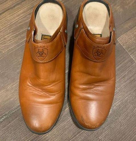 Ariat  tan leather western cowboycore 8.5 slip on ortho clogs