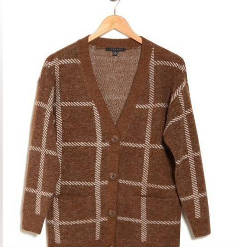 Cyrus  Drop V Button Front Plaid Cardigan Small