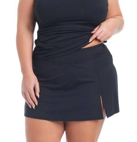 Bleu Rod Beattie  Plus Size Tummy Control Swim Skirt Black Size 16W NWT