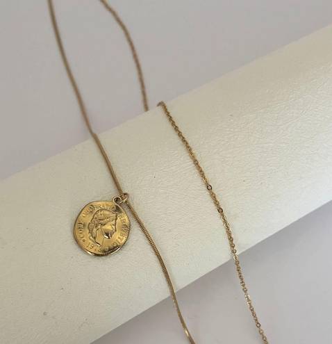 Layered Hoop & Coin Necklace Gold