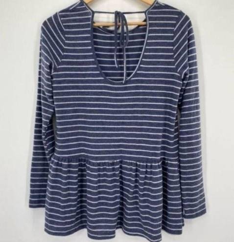 Modcloth  Peplum Top Blue White Striped Knit