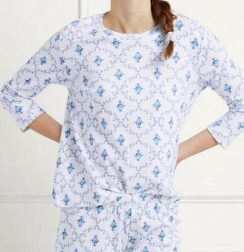 Hill House  Womens Ivy Sleep PJ Tee Blue Trellis Long Sleeve Top Small NEW