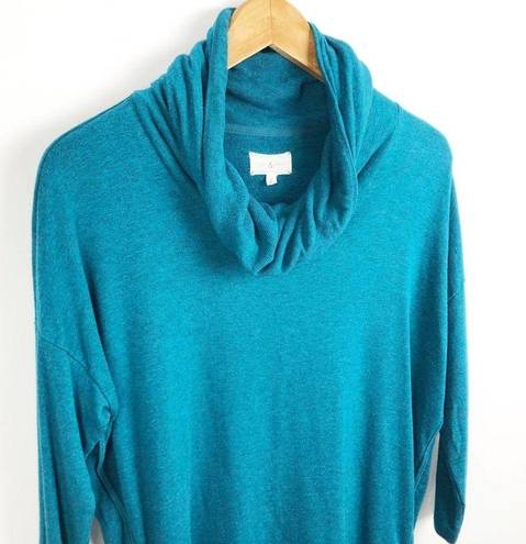 Lou & grey  Teal Blue Cowl Neck Super Soft comfy Light Weight Pullover Sweater S