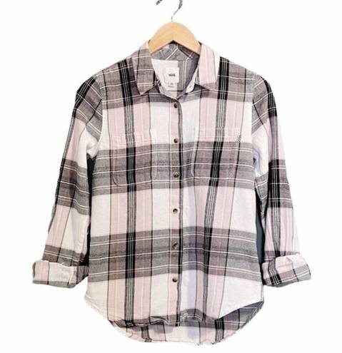 Vans  Flannel Long Sleeve Button Front Plaid Shirt Pink & Black Women’s Size XS