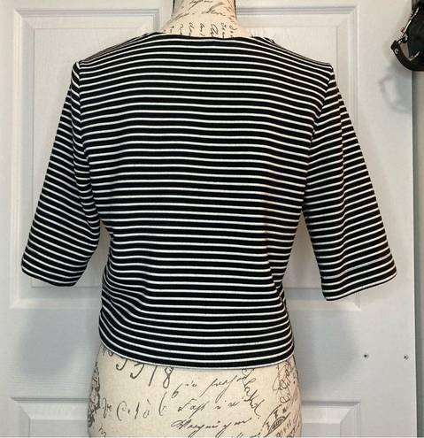 Cynthia Rowley  3/4 Sleeve Striped Crop Top