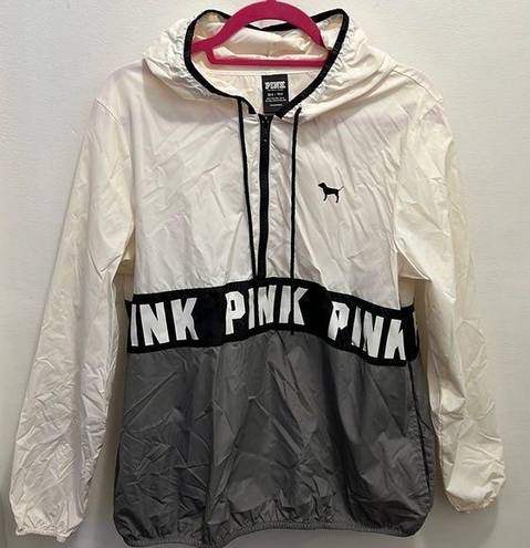 PINK - Victoria's Secret VS PINK half zip gray white black windbreaker Victoria’s Secret size XS S