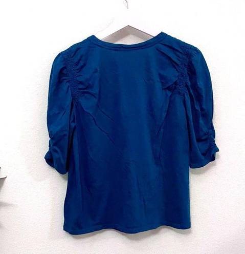 Veronica Beard  Jeans Blue Ruched 3/4 Sleeve Top in Size M