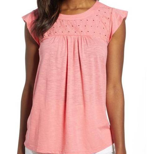 Caslon  Eyelet Detail Baby Doll Top tee