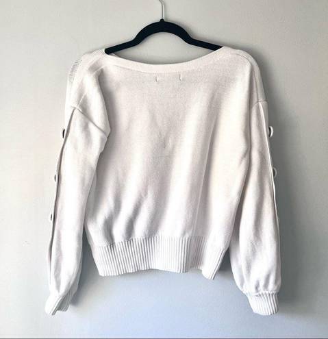 Banana Republic  White Sweater Buttoned Sleeves