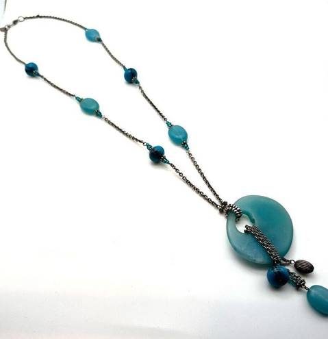 Coldwater Creek  Blue stone pendant dangle charm necklace