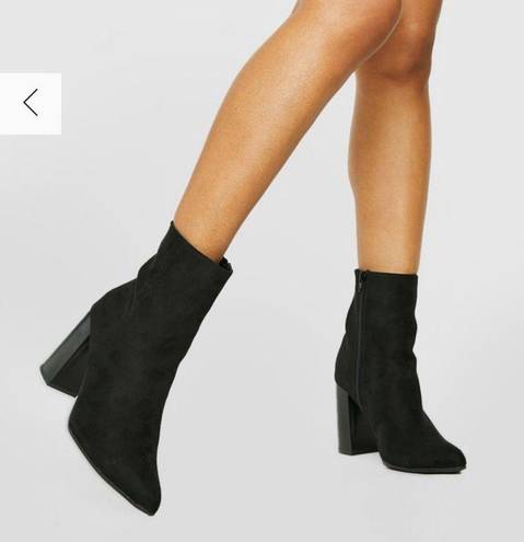 Boohoo Black Zip-Up Booties