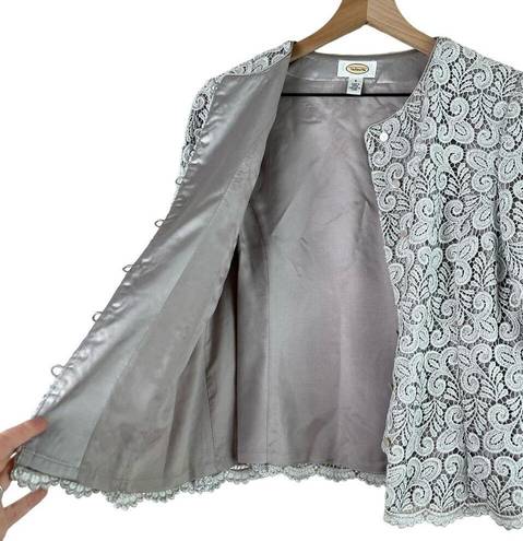 Talbots  Silver Lace Cardigan Blazer Special Occasion Dress Jacket, Size 6