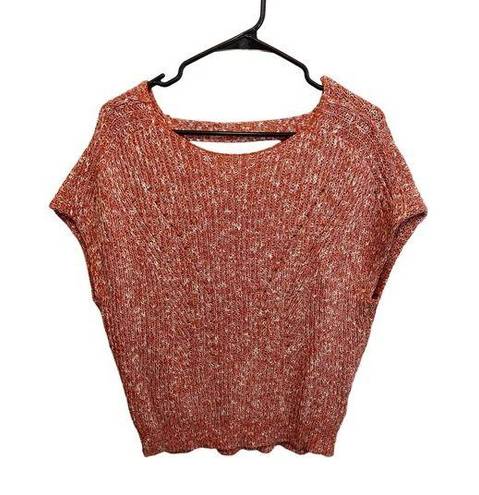 Pilcro  Anthropologie Light Orange Knit Sweater Short Sleeve Open Back Top XSP