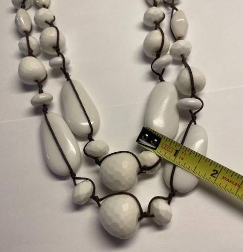 Talbots Signed T -  White / Brown Statement Costume Necklace Bead / Beaded