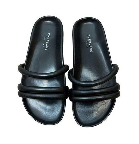 Everlane  Women’s "The Form" Three Strap Black Sandal Size 6 Puffy Slip On Slides