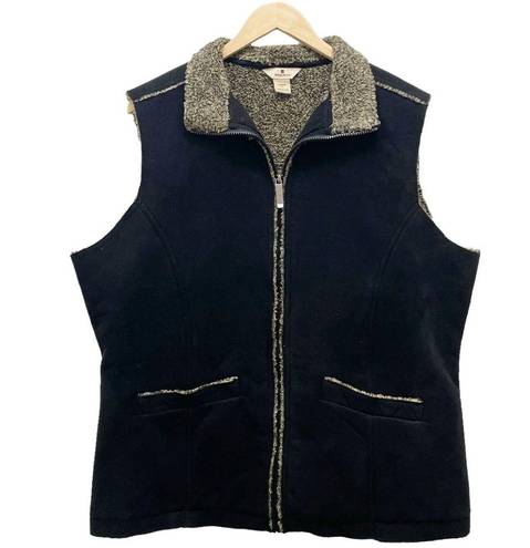 Woolrich  Black Faux Suede Shearling Vest Western Boho Outerwear Women’s Size XL