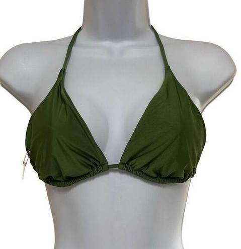 Good American  Womens 4 US XL Tiny Ties Triangle Swim Bikini Top Olive Green NWT