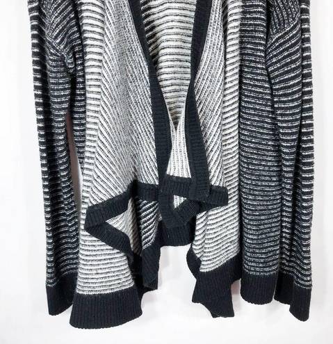 DKNY  Jeans Womens Large Cardigan Sweater Knit Striped Open Waterfall Front DF