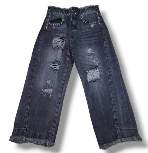 United Colors Of Benetton  Jeans Size 25 26x22 Cropped Jeans Distressed Destroyed 