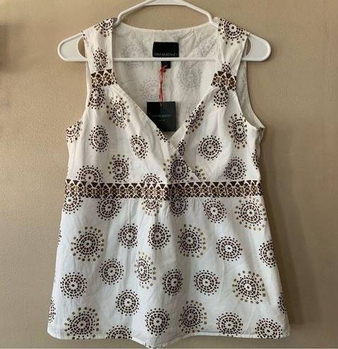 Cynthia Rowley NWT  White and Gold Boho Tank Size Medium