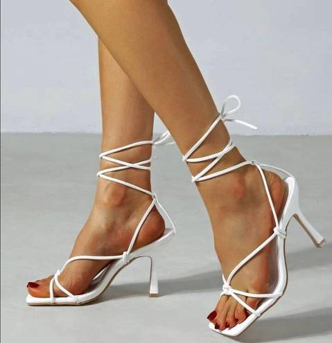 White Strap Heels Size 7.5