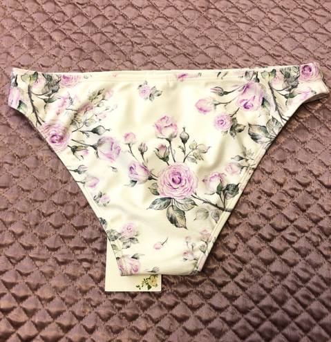 Chelsea and Violet White And Purple Flower Print Bikini Swim Bottom