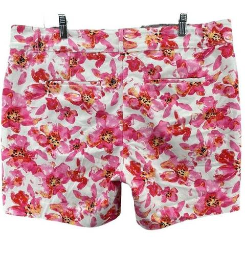 Isaac Mizrahi  Shorts Women 16 Pink Floral Water Color High Rise Stretch Tropical