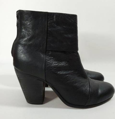 Rag and Bone  Newbury Black Leather Block Heel Boots