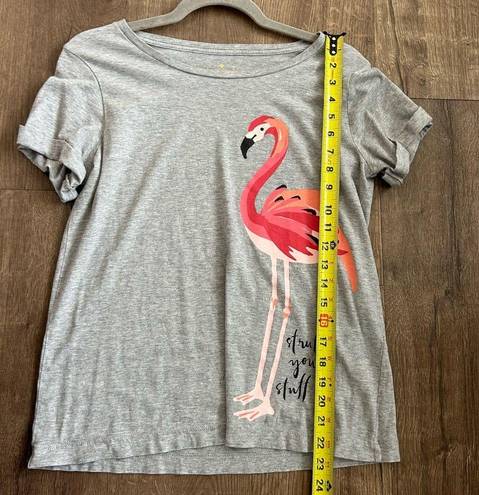 Kate Spade  ‘Strut your stuff’ Grey Flamingo T Shirt S