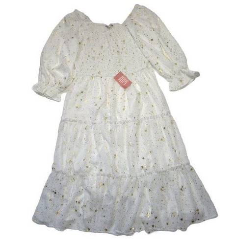 Krass&co NWT Ivy City . Midsummer Nights Midi in White Gold Star Smocked Dress XXL