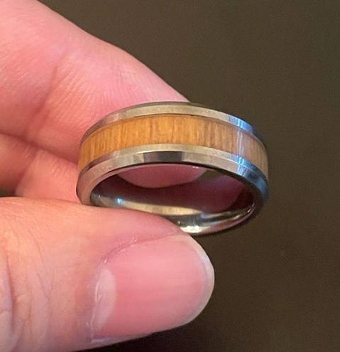 Edge Wood inlay tungsten carbide  ring size 9